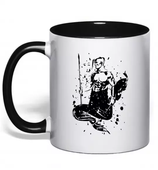 Чашка з кольоровою ручкою Козак black splash Чорний фото