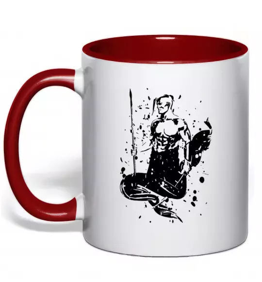 Чашка з кольоровою ручкою Козак black splash Червоний фото