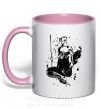 Чашка с цветной ручкой Козак black splash Нежно розовый фото