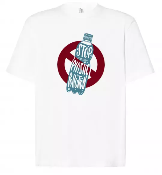 Футболка Оверсайз Зупинити забруднення пластиком Белый фото