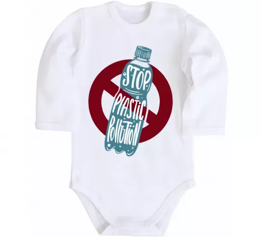 Детский боди Зупинити забруднення пластиком Белый фото