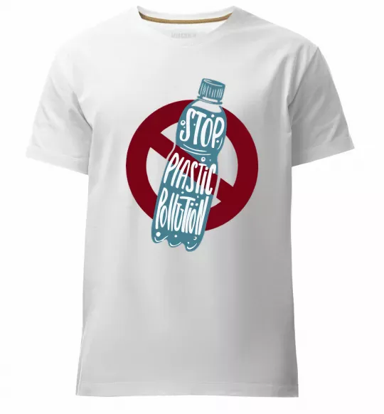 Мужская премиум футболка Зупинити забруднення пластиком Белый фото