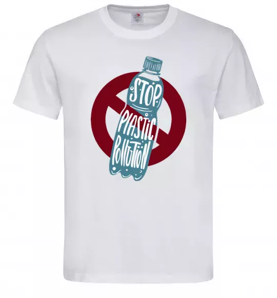 Чоловіча футболка Зупинити забруднення пластиком Білий фото