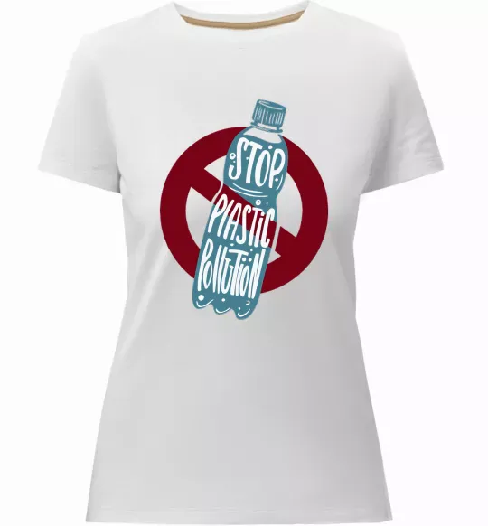 Жіноча преміум футболка Зупинити забруднення пластиком Білий фото