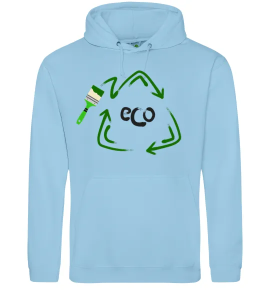 Мужская толстовка (худи) ECO краска Голубой фото