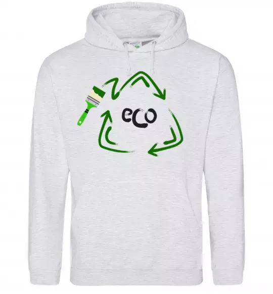 Женская толстовка (худи) ECO краска Серый меланж фото