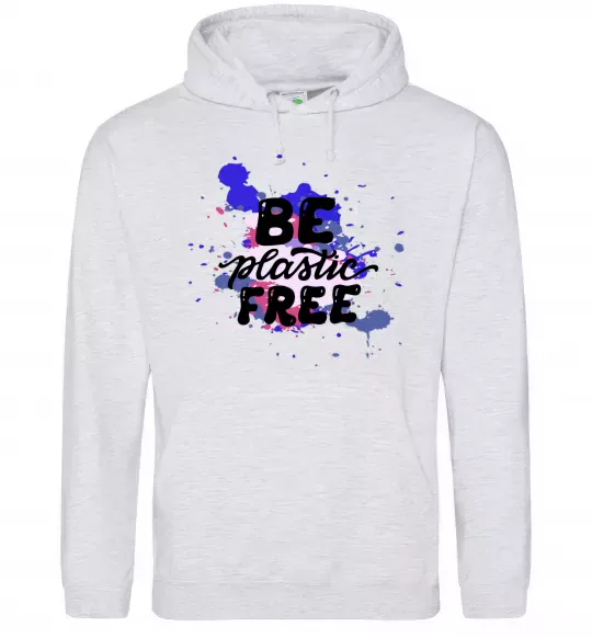 Мужская толстовка (худи) Be plastic free Серый меланж фото