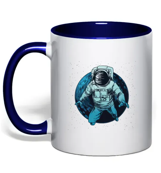 Чашка с цветной ручкой Космонавт і місяць Глубокий темно-синий фото