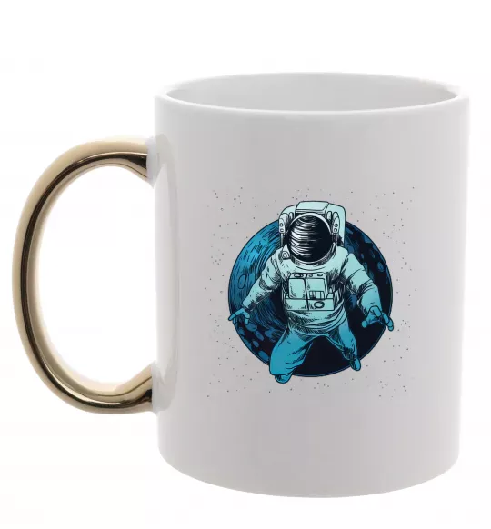 Чашка с цветной ручкой Космонавт і місяць Золото фото