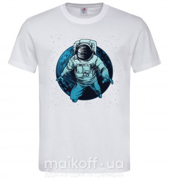 Мужская футболка Космонавт и луна Белый фото