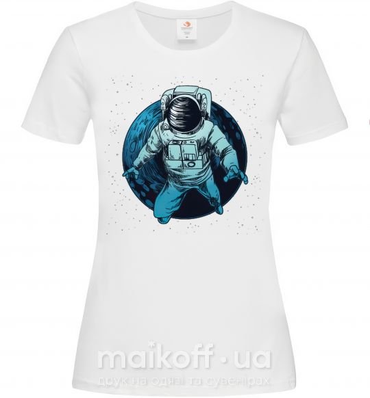 Жіноча футболка Космонавт и луна Білий фото
