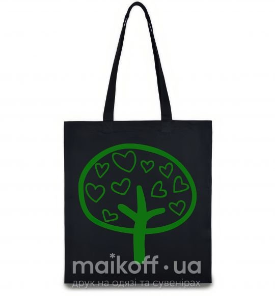 Еко-сумка Green tree heart Чорний фото