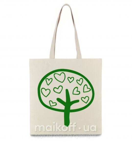 Эко-сумка Green tree heart Бежевый фото