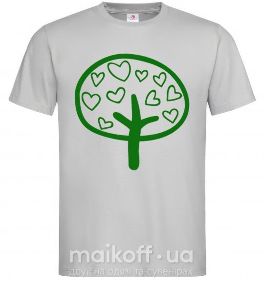 Мужская футболка Green tree heart Серый фото