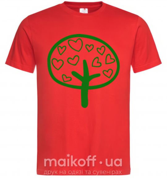 Мужская футболка Green tree heart Красный фото