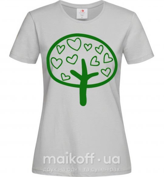 Женская футболка Green tree heart Серый фото
