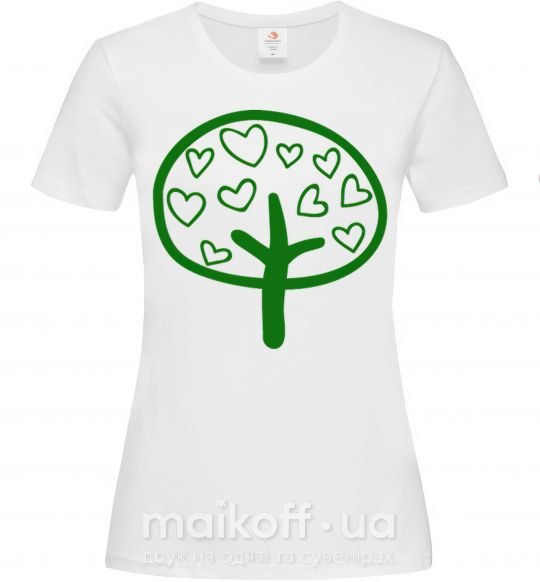 Женская футболка Green tree heart Белый фото