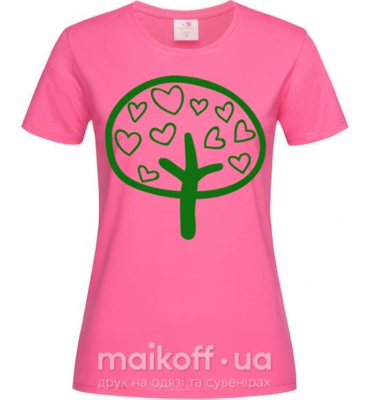 Жіноча футболка Green tree heart Яскраво-рожевий фото