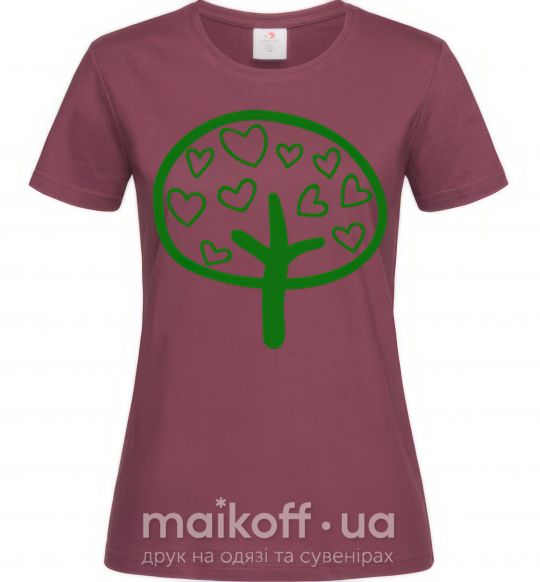 Жіноча футболка Green tree heart Бордовий фото