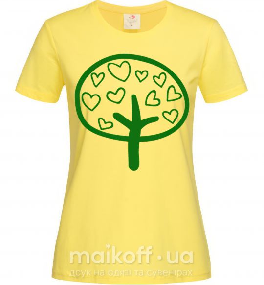 Женская футболка Green tree heart Лимонный фото