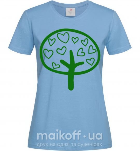 Женская футболка Green tree heart Голубой фото