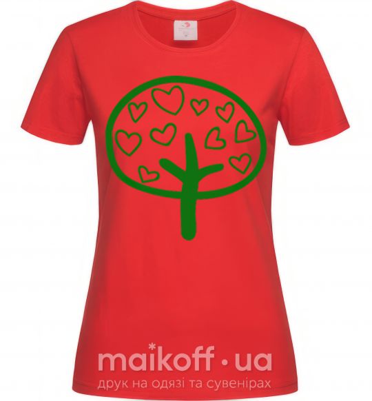 Женская футболка Green tree heart Красный фото