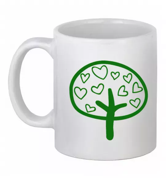Чашка керамическая Green tree heart Белый фото