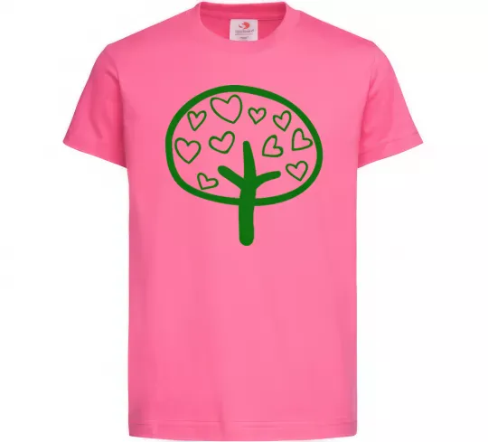 Детская футболка Green tree heart Ярко-розовый фото