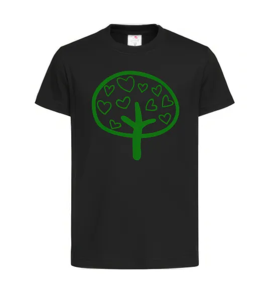 Детская футболка Green tree heart Черный фото