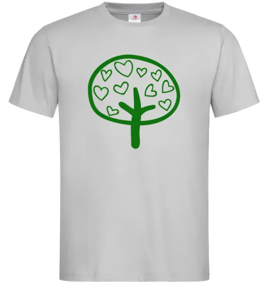 Мужская футболка Green tree heart Серый фото