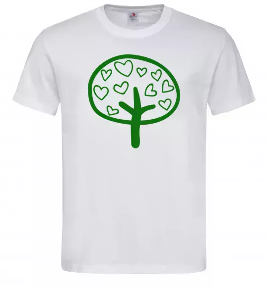 Мужская футболка Green tree heart Белый фото