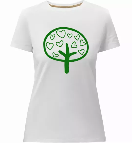 Женская премиум футболка Green tree heart Белый фото