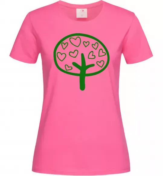 Женская футболка Green tree heart Ярко-розовый фото