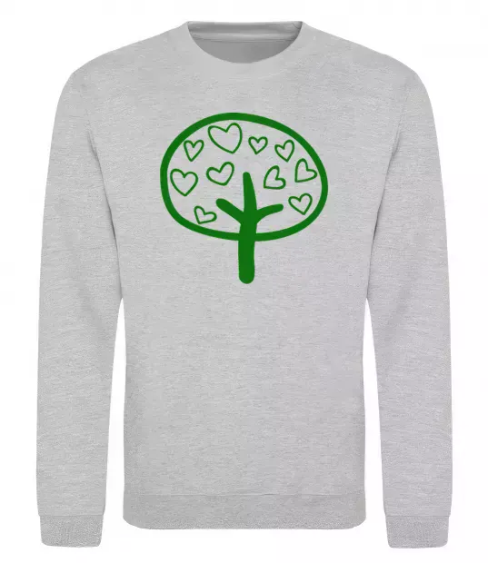 Свитшот Green tree heart Серый меланж фото