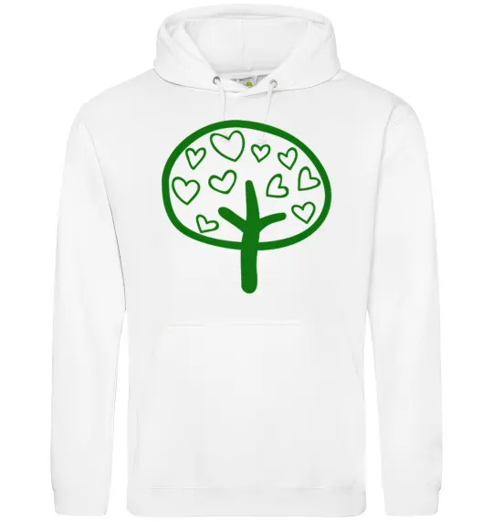 Мужская толстовка (худи) Green tree heart Белый фото