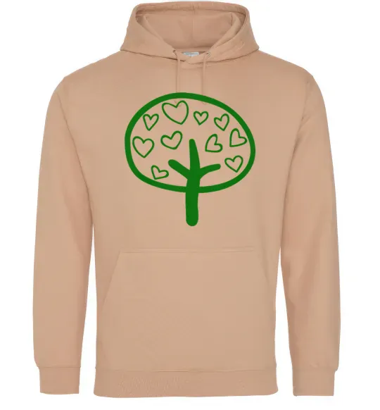 Мужская толстовка (худи) Green tree heart Песочный фото