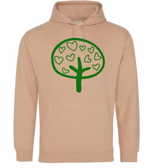 Женская толстовка (худи) Green tree heart Песочный фото