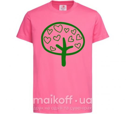 Детская футболка Green tree heart Ярко-розовый фото