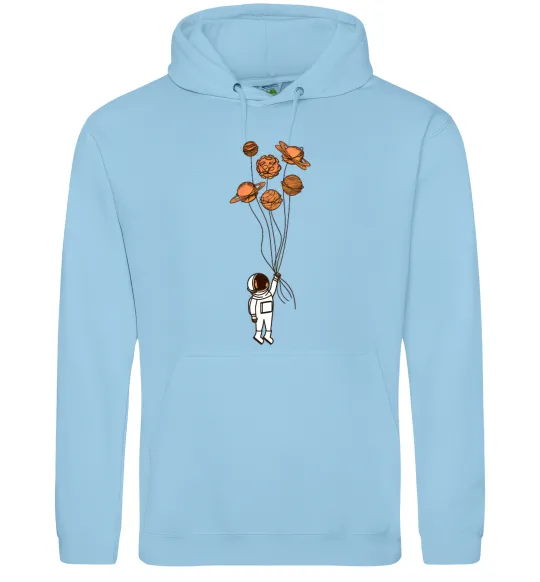 Мужская толстовка (худи) Космонавт з кульками з планет Голубой фото