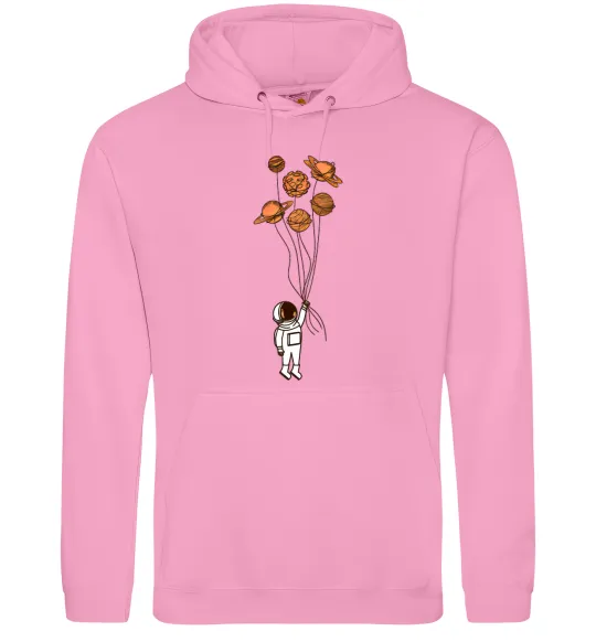 Жіноча толстовка (худі) Космонавт з кульками з планет Рожевий фото