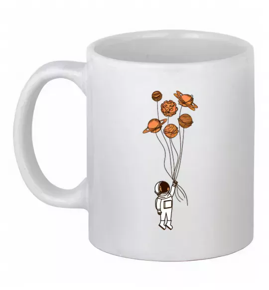 Чашка керамическая Космонавт з кульками з планет Белый фото