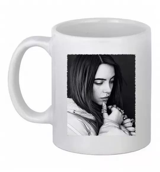 Чашка керамічна Billie Eilish bw Білий фото