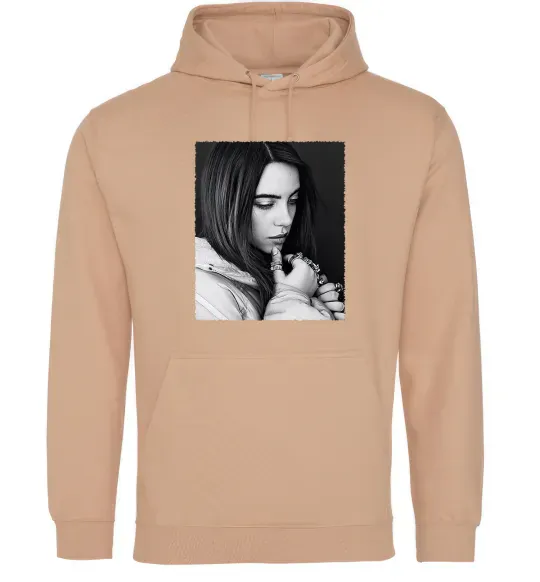 Мужская толстовка (худи) Billie Eilish bw Песочный фото