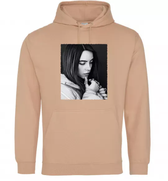 Женская толстовка (худи) Billie Eilish bw Песочный фото