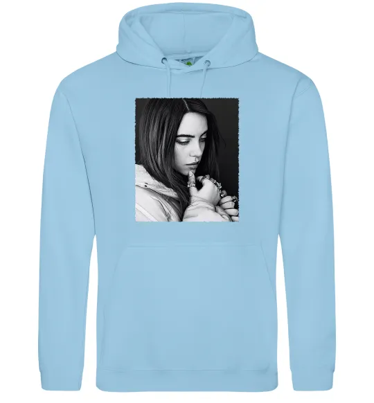 Жіноча толстовка (худі) Billie Eilish bw Блакитний фото