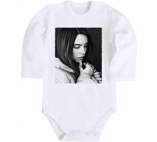 Детский боди Billie Eilish bw Белый фото