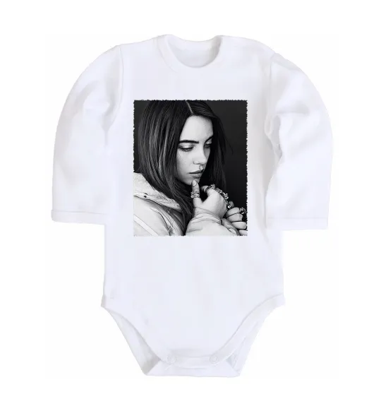 Детский боди Billie Eilish bw Белый фото