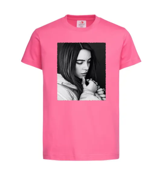 Дитяча футболка Billie Eilish bw Яскраво-рожевий фото
