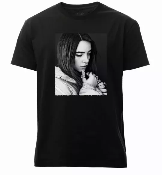 Мужская премиум футболка Billie Eilish bw Черный фото