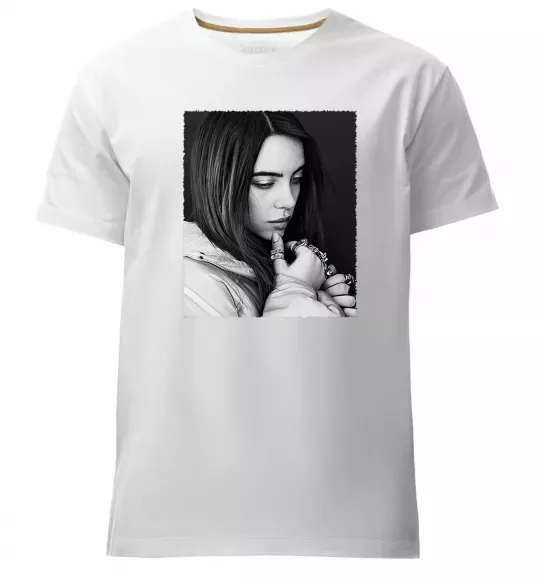 Мужская премиум футболка Billie Eilish bw Белый фото